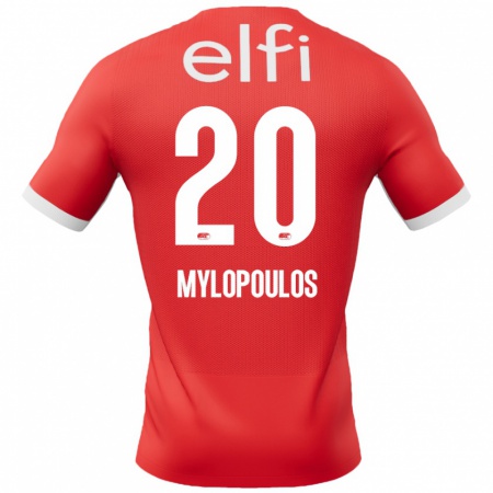 Kandiny Kinderen Marios Mylopoulos #20 Rood Wit Thuisshirt Thuistenue 2024/25 T-Shirt