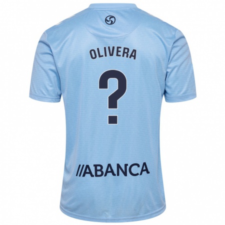 Kandiny Bambino Maglia Nacho Olivera #0 Celeste Kit Gara Home 2024/25 Maglietta