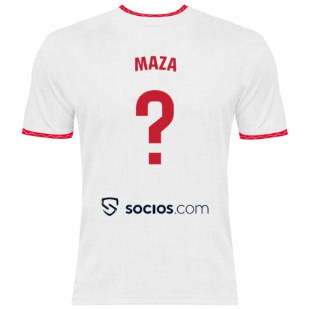 Kandiny Bambino Maglia Manuel Maza #0 Bianco Rosso Kit Gara Home 2024/25 Maglietta