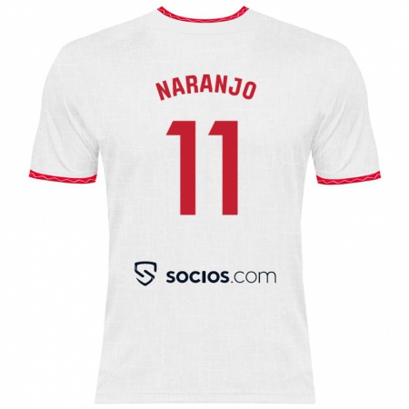 Kandiny Kinderen Mario Naranjo #11 Wit Rood Thuisshirt Thuistenue 2024/25 T-Shirt