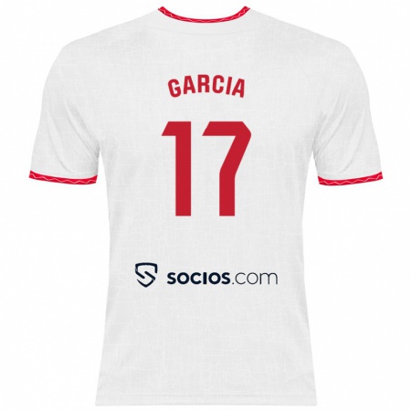 Kandiny Bambino Maglia Débora García #17 Bianco Rosso Kit Gara Home 2024/25 Maglietta