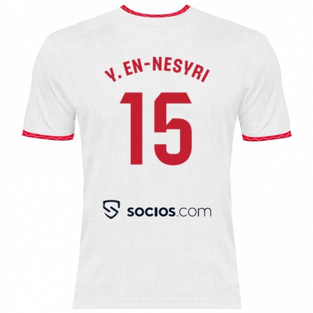 Kandiny Kinderen Youssef En-Nesyri #15 Wit Rood Thuisshirt Thuistenue 2024/25 T-Shirt