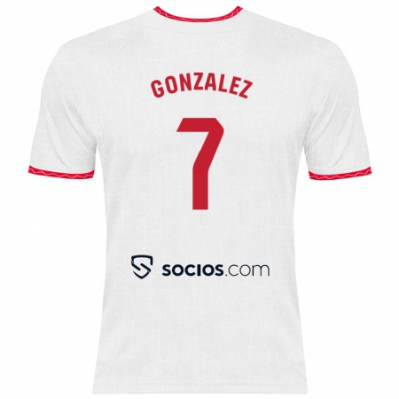 Kandiny Kinderen Juan González #7 Wit Rood Thuisshirt Thuistenue 2024/25 T-Shirt