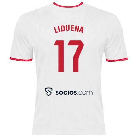 Kandiny Kinderen Daniel Lidueña #17 Wit Rood Thuisshirt Thuistenue 2024/25 T-Shirt