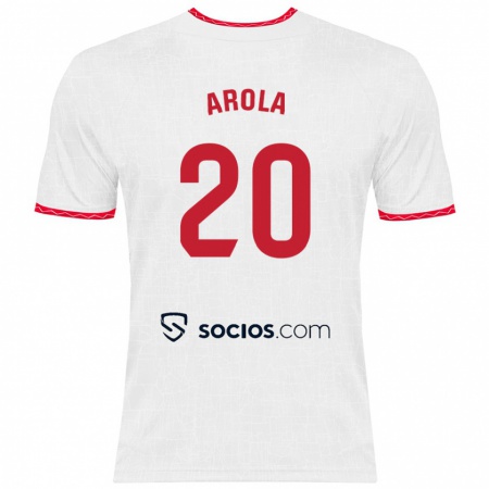 Kandiny Bambino Maglia Arola Aparicio Gili #20 Bianco Rosso Kit Gara Home 2024/25 Maglietta