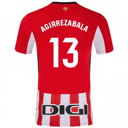 Kandiny Kinderen Julen Agirrezabala #13 Rood Wit Thuisshirt Thuistenue 2024/25 T-Shirt