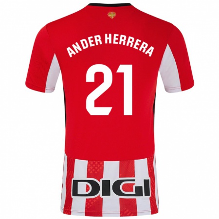 Kandiny Kinderen Ander Herrera #21 Rood Wit Thuisshirt Thuistenue 2024/25 T-Shirt