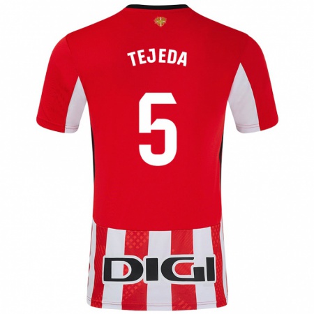 Kandiny Kinderen Diego Tejeda #5 Rood Wit Thuisshirt Thuistenue 2024/25 T-Shirt