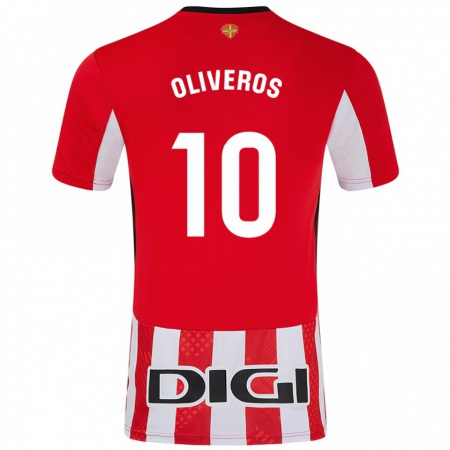 Kandiny Kinderen Aimar Oliveros #10 Rood Wit Thuisshirt Thuistenue 2024/25 T-Shirt