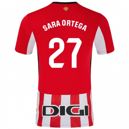 Kandiny Kinderen Sara Ortega Ruiz #27 Rood Wit Thuisshirt Thuistenue 2024/25 T-Shirt