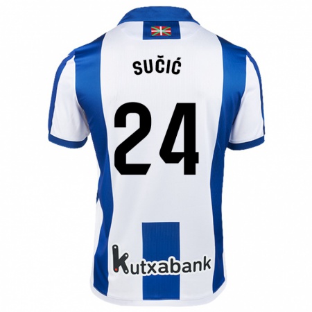 Kandiny Bambino Maglia Luka Sucic #24 Bianco Blu Kit Gara Home 2024/25 Maglietta