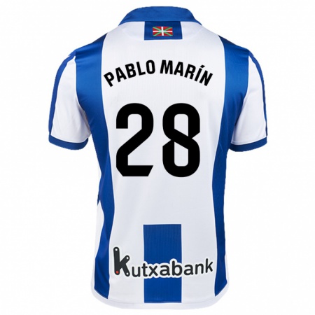 Kandiny Kinderen Pablo Marín #28 Wit Blauw Thuisshirt Thuistenue 2024/25 T-Shirt