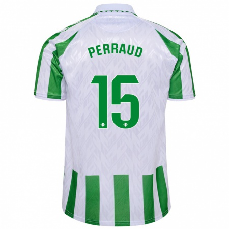 Kandiny Kinderen Romain Perraud #15 Groen Witte Strepen Thuisshirt Thuistenue 2024/25 T-Shirt