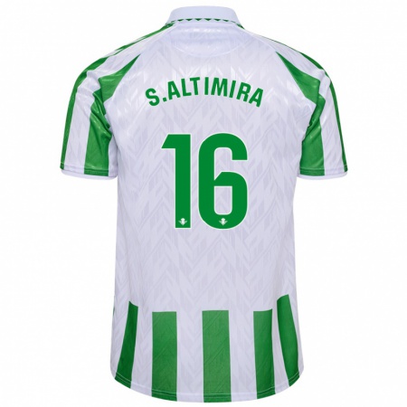 Kandiny Bambino Maglia Sergi Altimira #16 Verde Bianco A Righe Kit Gara Home 2024/25 Maglietta