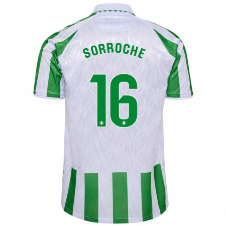 Kandiny Kinderen Ginés Sorroche #16 Groen Witte Strepen Thuisshirt Thuistenue 2024/25 T-Shirt