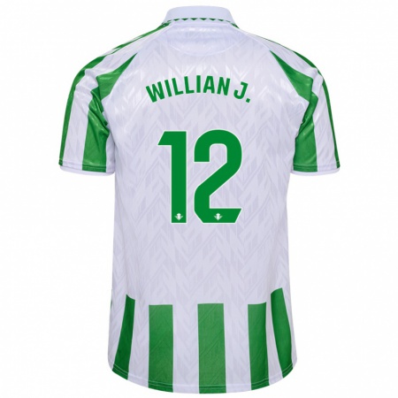 Kandiny Kinderen Willian José #12 Groen Witte Strepen Thuisshirt Thuistenue 2024/25 T-Shirt