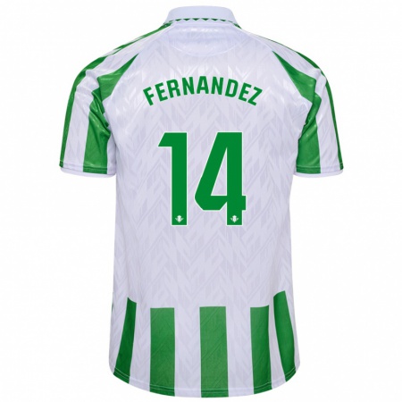 Kandiny Kinderen Quique Fernández #14 Groen Witte Strepen Thuisshirt Thuistenue 2024/25 T-Shirt