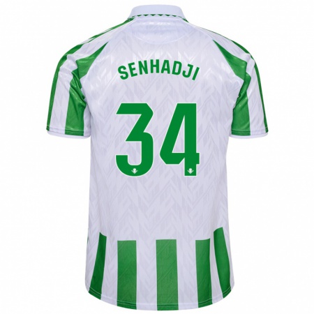 Kandiny Kinderen Yanis Senhadji #34 Groen Witte Strepen Thuisshirt Thuistenue 2024/25 T-Shirt