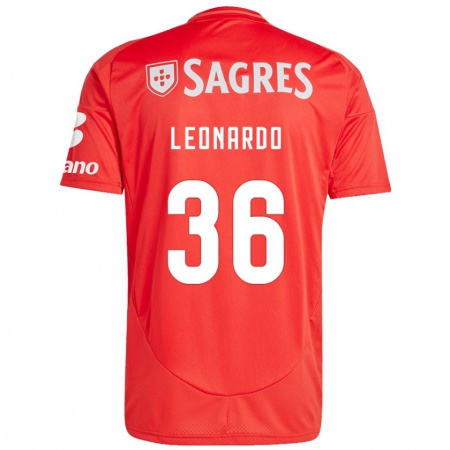 Kandiny Kinderen Marcos Leonardo #36 Rood Wit Thuisshirt Thuistenue 2024/25 T-Shirt