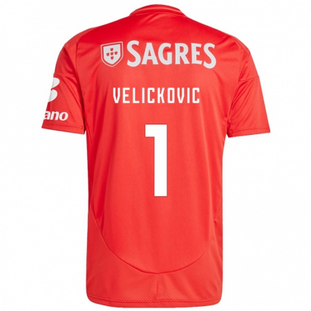 Kandiny Kinderen Luka Velickovic #1 Rood Wit Thuisshirt Thuistenue 2024/25 T-Shirt