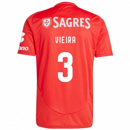 Kandiny Kinderen Miguel Vieira #3 Rood Wit Thuisshirt Thuistenue 2024/25 T-Shirt