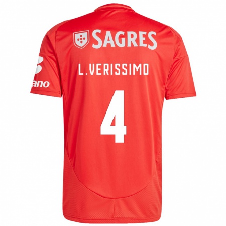 Kandiny Bambino Maglia Lucas Verissimo #4 Rosso Bianco Kit Gara Home 2024/25 Maglietta