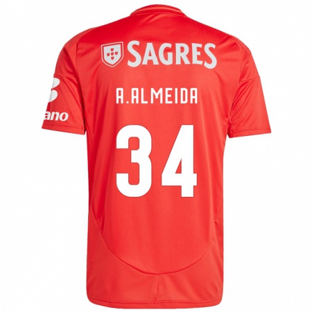 Kandiny Kinderen Andre Almeida #34 Rood Wit Thuisshirt Thuistenue 2024/25 T-Shirt