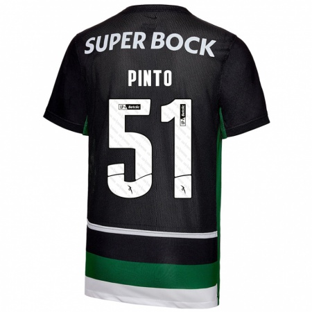 Kandiny Kinderen Diogo Pinto #51 Zwart Wit Groen Thuisshirt Thuistenue 2024/25 T-Shirt