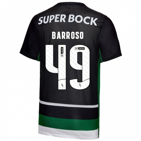 Kandiny Bambino Maglia Leonardo Barroso #49 Nero Bianco Verde Kit Gara Home 2024/25 Maglietta