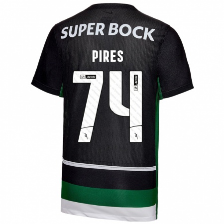 Kandiny Kinderen Guilherme Pires #74 Zwart Wit Groen Thuisshirt Thuistenue 2024/25 T-Shirt