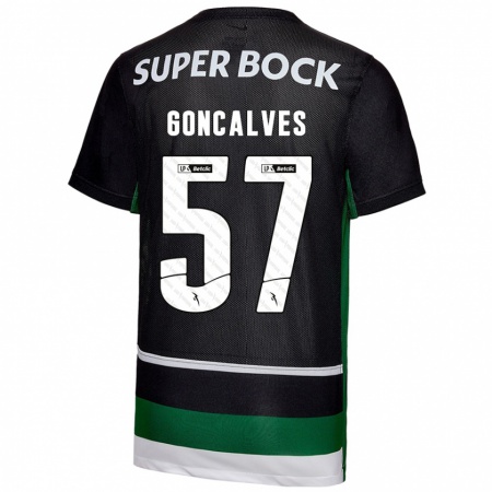 Kandiny Bambino Maglia Inês Gonçalves #57 Nero Bianco Verde Kit Gara Home 2024/25 Maglietta