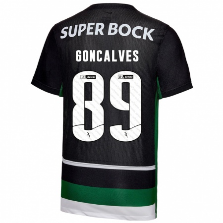 Kandiny Bambino Maglia André Gonçalves #89 Nero Bianco Verde Kit Gara Home 2024/25 Maglietta