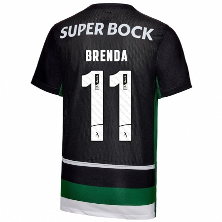 Kandiny Bambino Maglia Brenda Pérez Soler #11 Nero Bianco Verde Kit Gara Home 2024/25 Maglietta