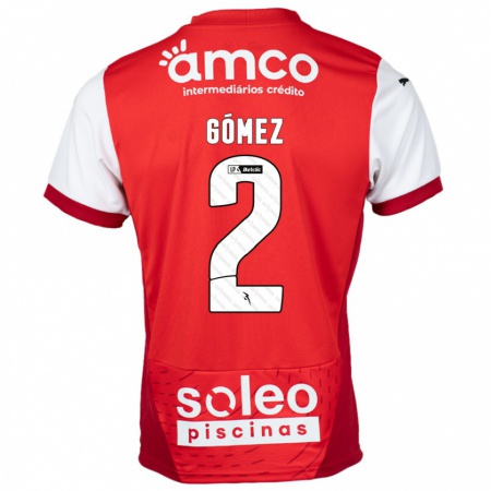 Kandiny Kinderen Víctor Gómez #2 Rood Wit Thuisshirt Thuistenue 2024/25 T-Shirt