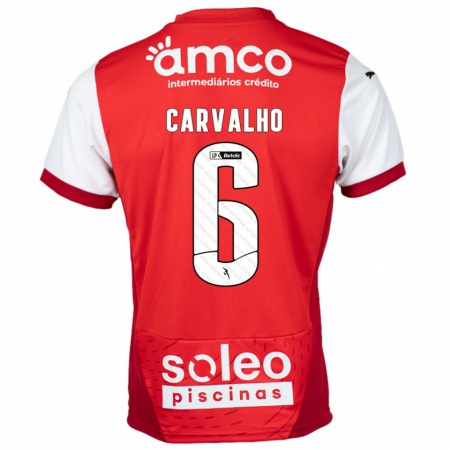 Kandiny Kinderen Vitor Carvalho #6 Rood Wit Thuisshirt Thuistenue 2024/25 T-Shirt