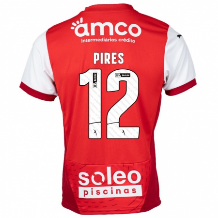 Kandiny Kinderen Hugo Pires #12 Rood Wit Thuisshirt Thuistenue 2024/25 T-Shirt