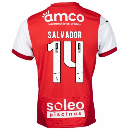 Kandiny Kinderen João Salvador #14 Rood Wit Thuisshirt Thuistenue 2024/25 T-Shirt België