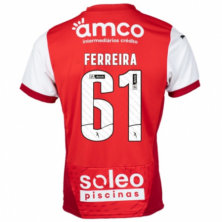 Kandiny Kinderen Tiago Ferreira #61 Rood Wit Thuisshirt Thuistenue 2024/25 T-Shirt