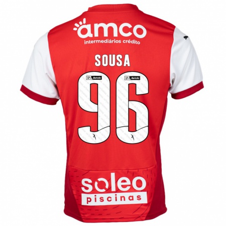 Kandiny Kinderen Afonso Sousa #96 Rood Wit Thuisshirt Thuistenue 2024/25 T-Shirt