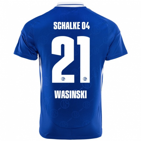 Kandiny Kinderen Martin Wasinski #21 Koningsblauw Thuisshirt Thuistenue 2024/25 T-Shirt