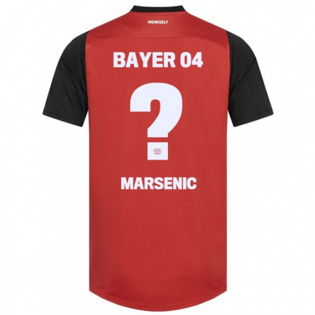 Kandiny Kinderen Matija Marsenic #0 Rood Zwart Thuisshirt Thuistenue 2024/25 T-Shirt