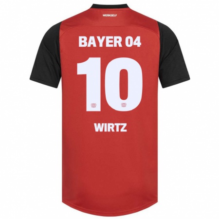 Kandiny Kinder Florian Wirtz #10 Rot Schwarz Heimtrikot Trikot 2024/25 T-Shirt Österreich