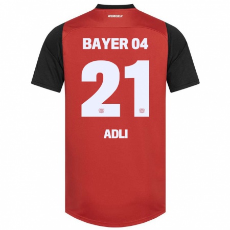 Kandiny Kinder Amine Adli #21 Rot Schwarz Heimtrikot Trikot 2024/25 T-Shirt Österreich