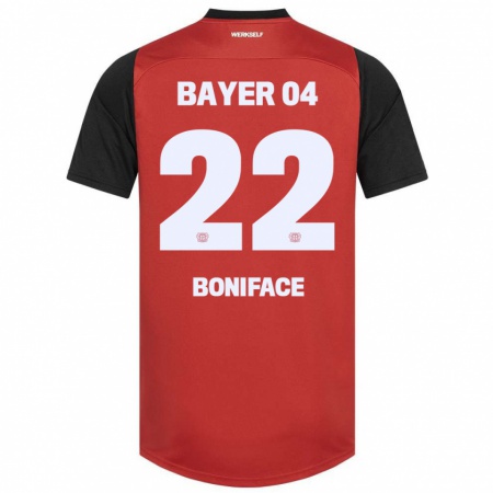 Kandiny Kinderen Victor Boniface #22 Rood Zwart Thuisshirt Thuistenue 2024/25 T-Shirt