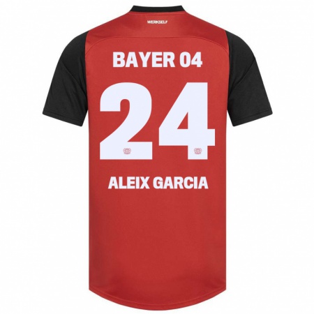 Kandiny Kinderen Aleix García #24 Rood Zwart Thuisshirt Thuistenue 2024/25 T-Shirt