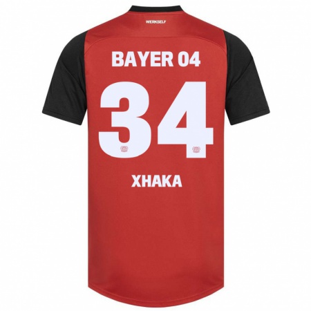 Kandiny Kinderen Granit Xhaka #34 Rood Zwart Thuisshirt Thuistenue 2024/25 T-Shirt