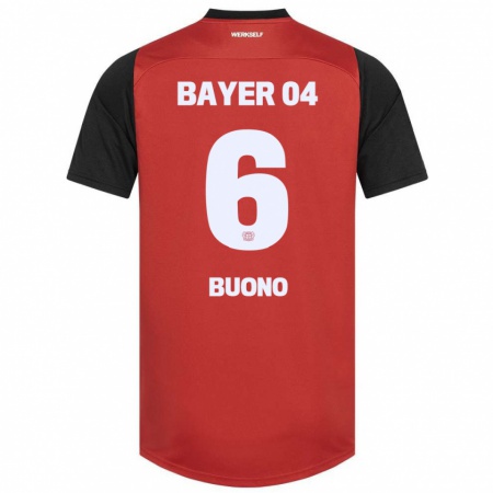 Kandiny Kinderen Francesco Buono #6 Rood Zwart Thuisshirt Thuistenue 2024/25 T-Shirt