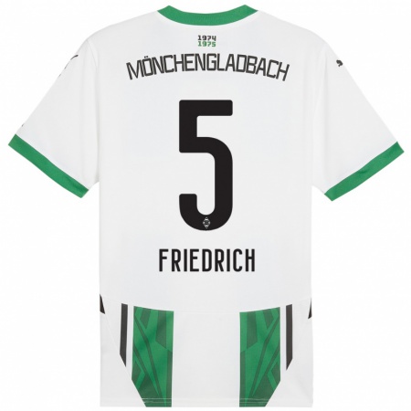 Kandiny Kinderen Marvin Friedrich #5 Wit Groen Thuisshirt Thuistenue 2024/25 T-Shirt