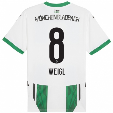 Kandiny Kinderen Julian Weigl #8 Wit Groen Thuisshirt Thuistenue 2024/25 T-Shirt