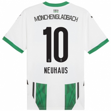 Kandiny Kinderen Florian Neuhaus #10 Wit Groen Thuisshirt Thuistenue 2024/25 T-Shirt